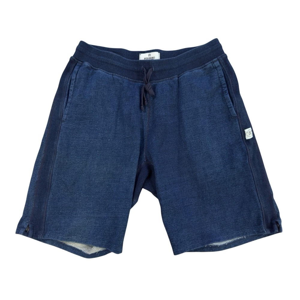 Reigning Champ Men's Large Washed Indigo Blue French Terry 10" Sweat Shorts euc